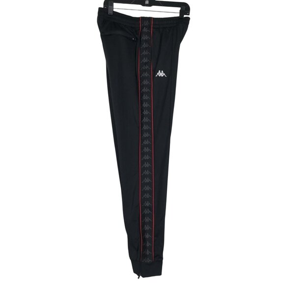 KAPPA Track Pants Joggers Mens Size Large L  Black Red Logo - Picture 1 of 12